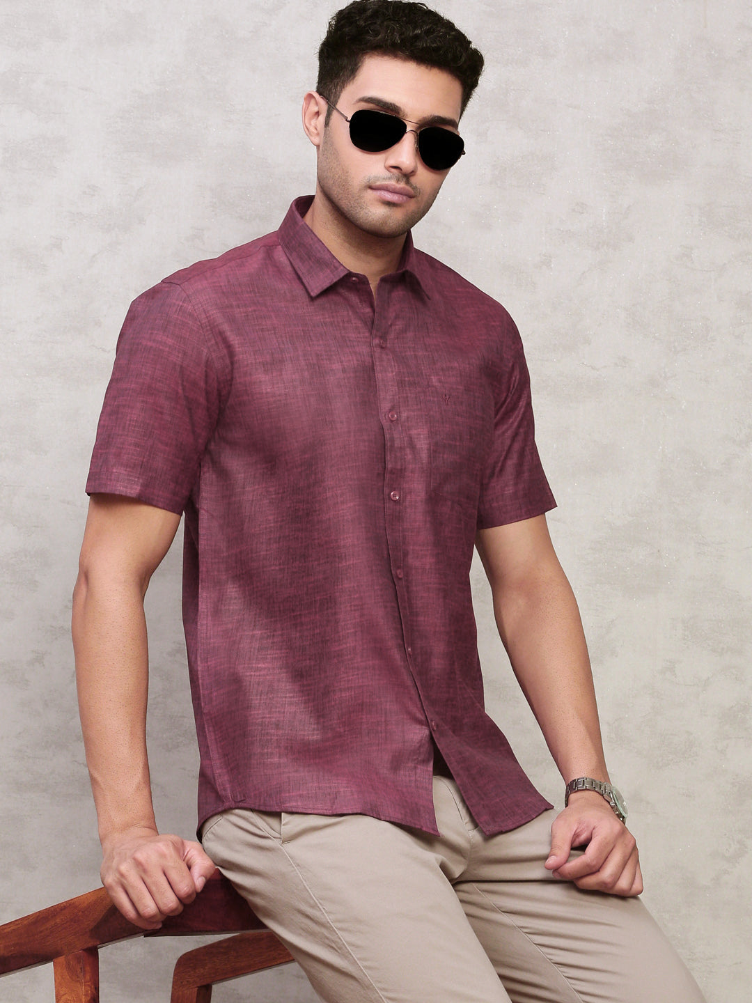 Men Cotton Rich Shirt Pinkish Red CK12