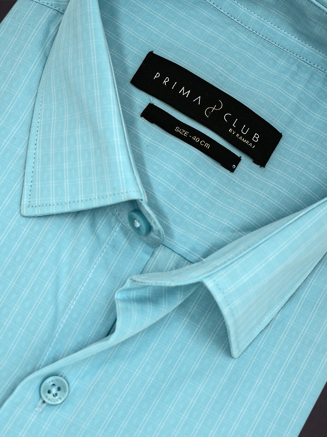 Prima Club Premium Cotton Dobby Aqua Green Checks Regular Fit Shirt SRBP4
