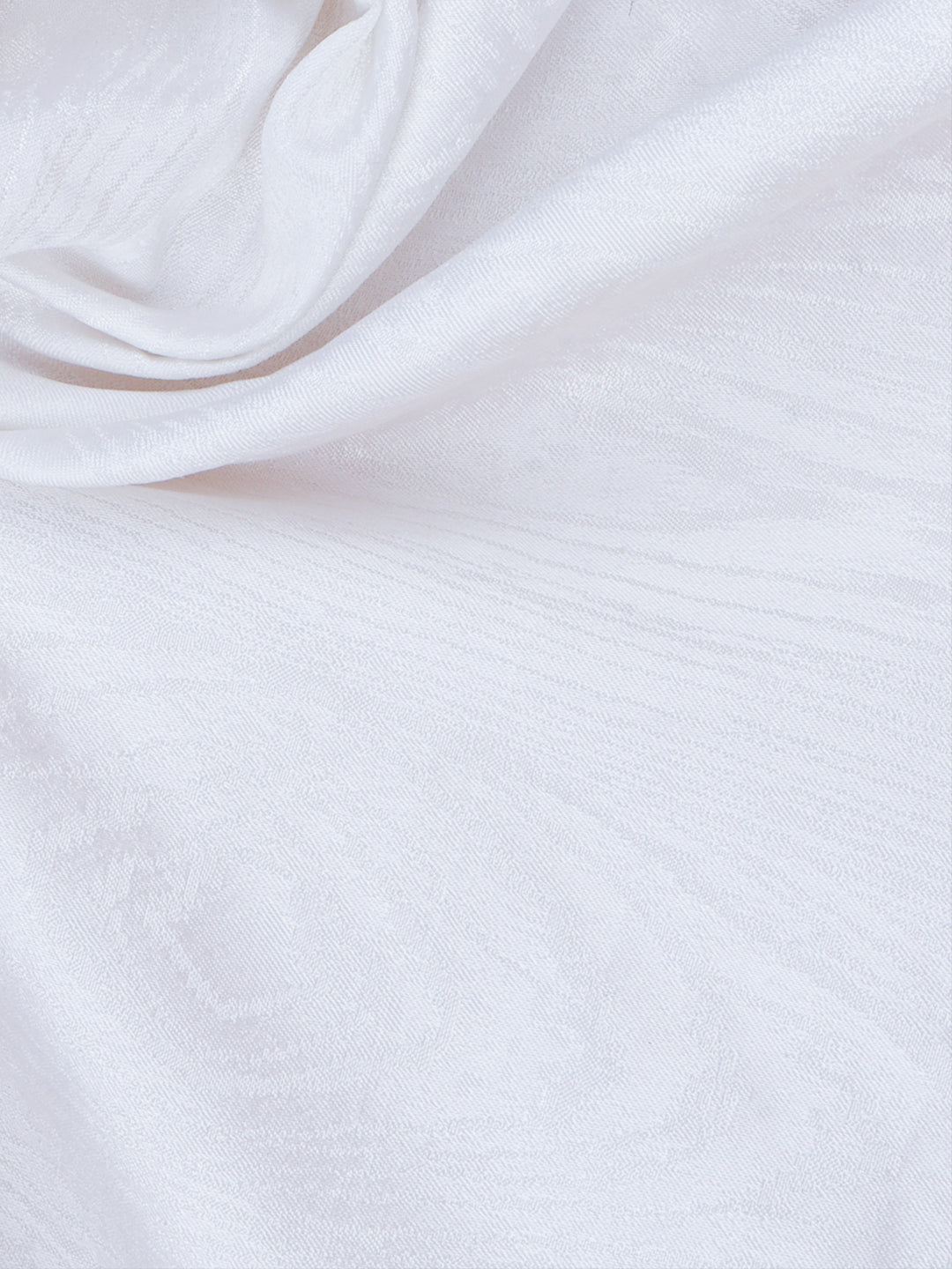 100% Pure Silk Wood Design Kurta Fabric White