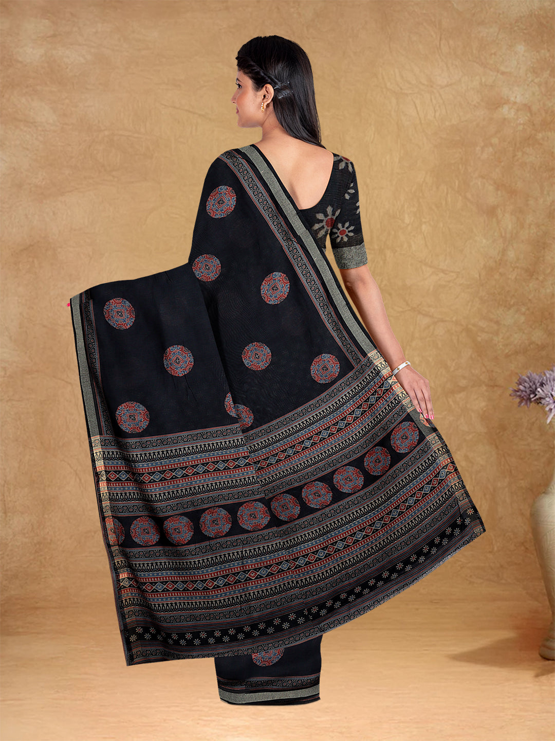 Couple Combo Shirt & Dhoti Set with Saree Black SC55