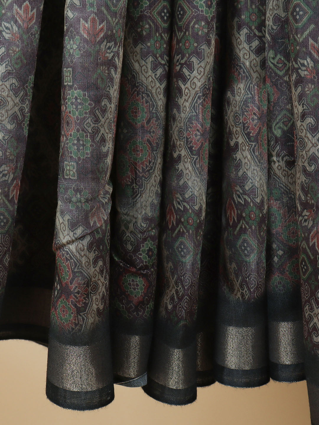 Women Brown Semi Chanderi Cotton Printed Saree SC66