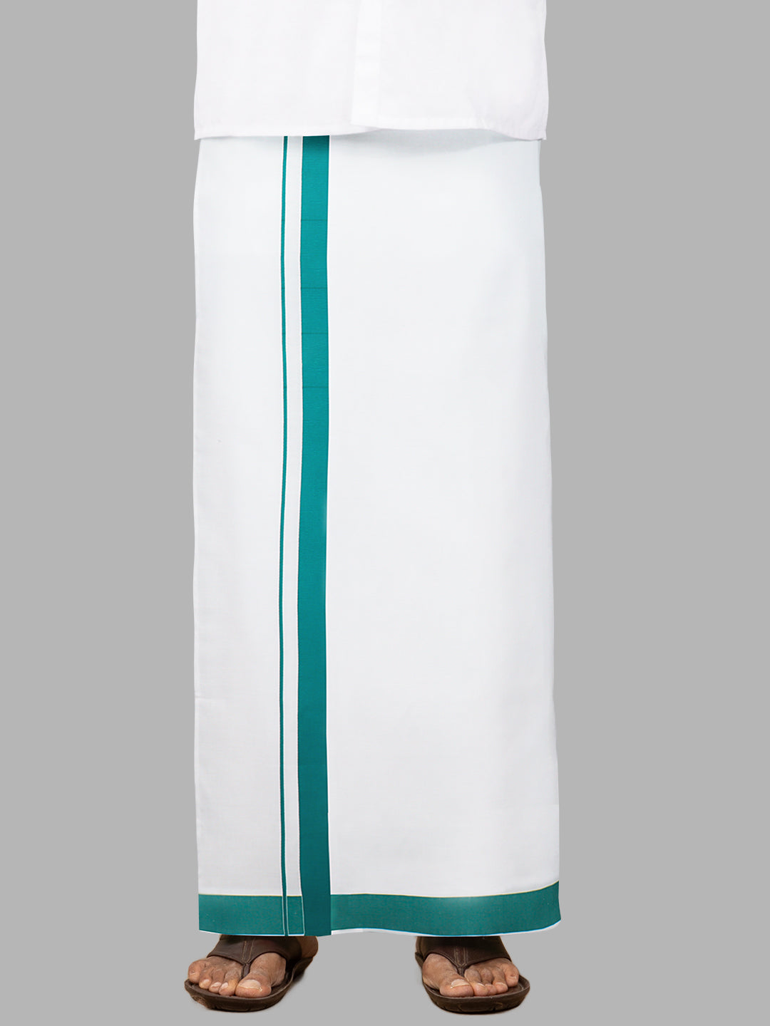 Men Blue Border Single Layer Adjustable Pocket Dhoti GACS9