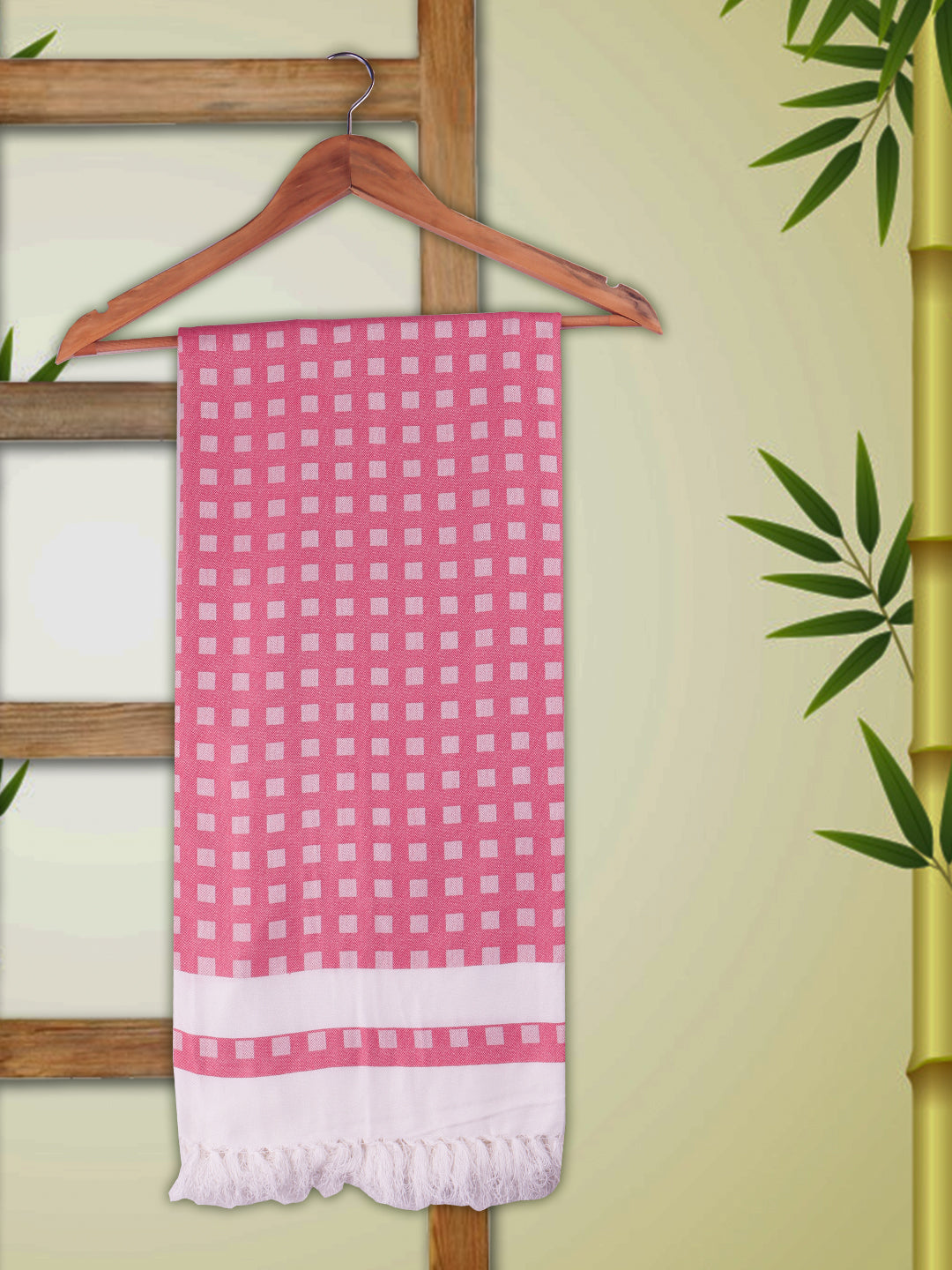 Ultra Soft Absorbent Bamboo Cotton Pink Bath Towel SC01