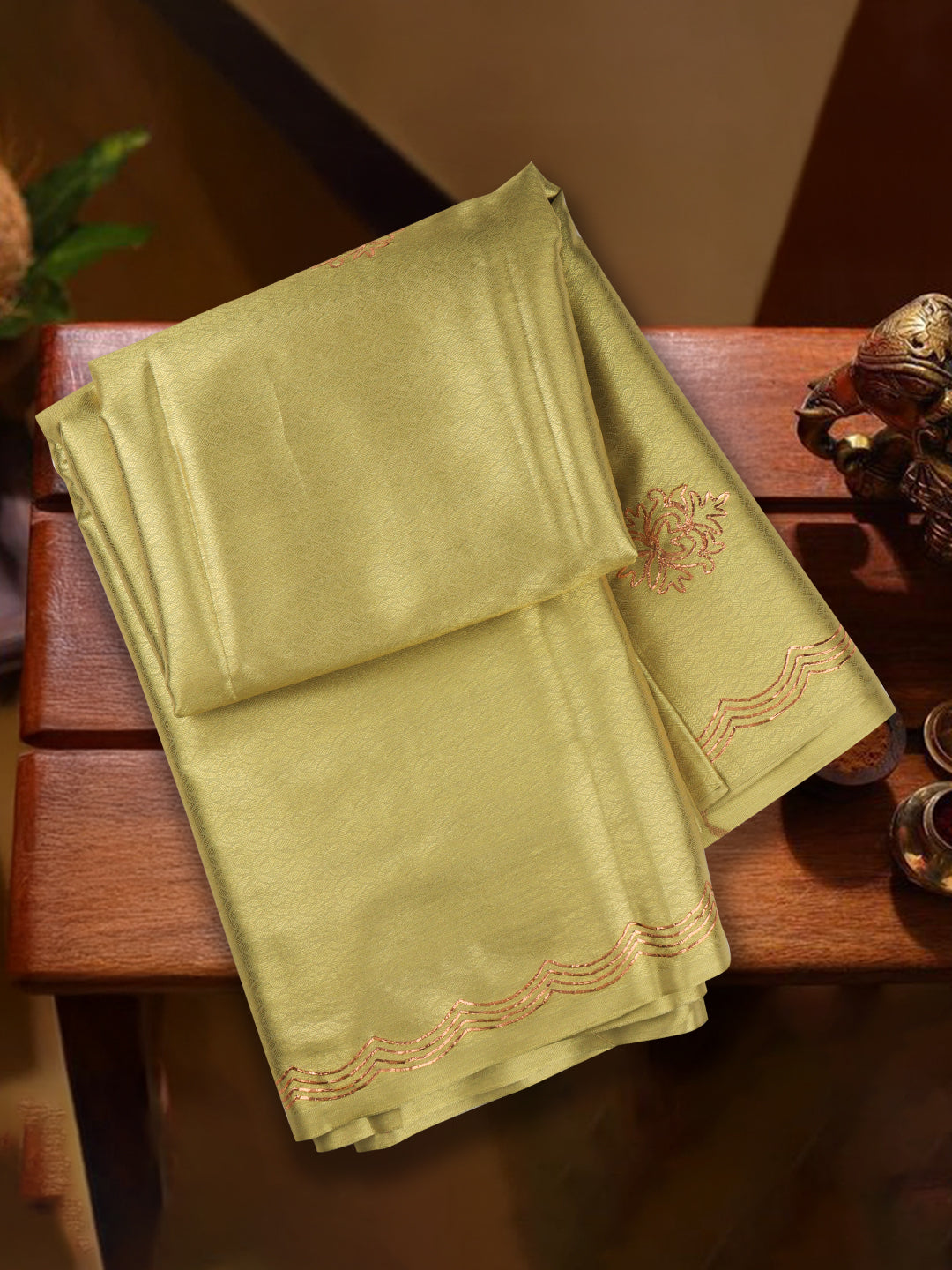 Women Light Green Semi Silk Saree SS327