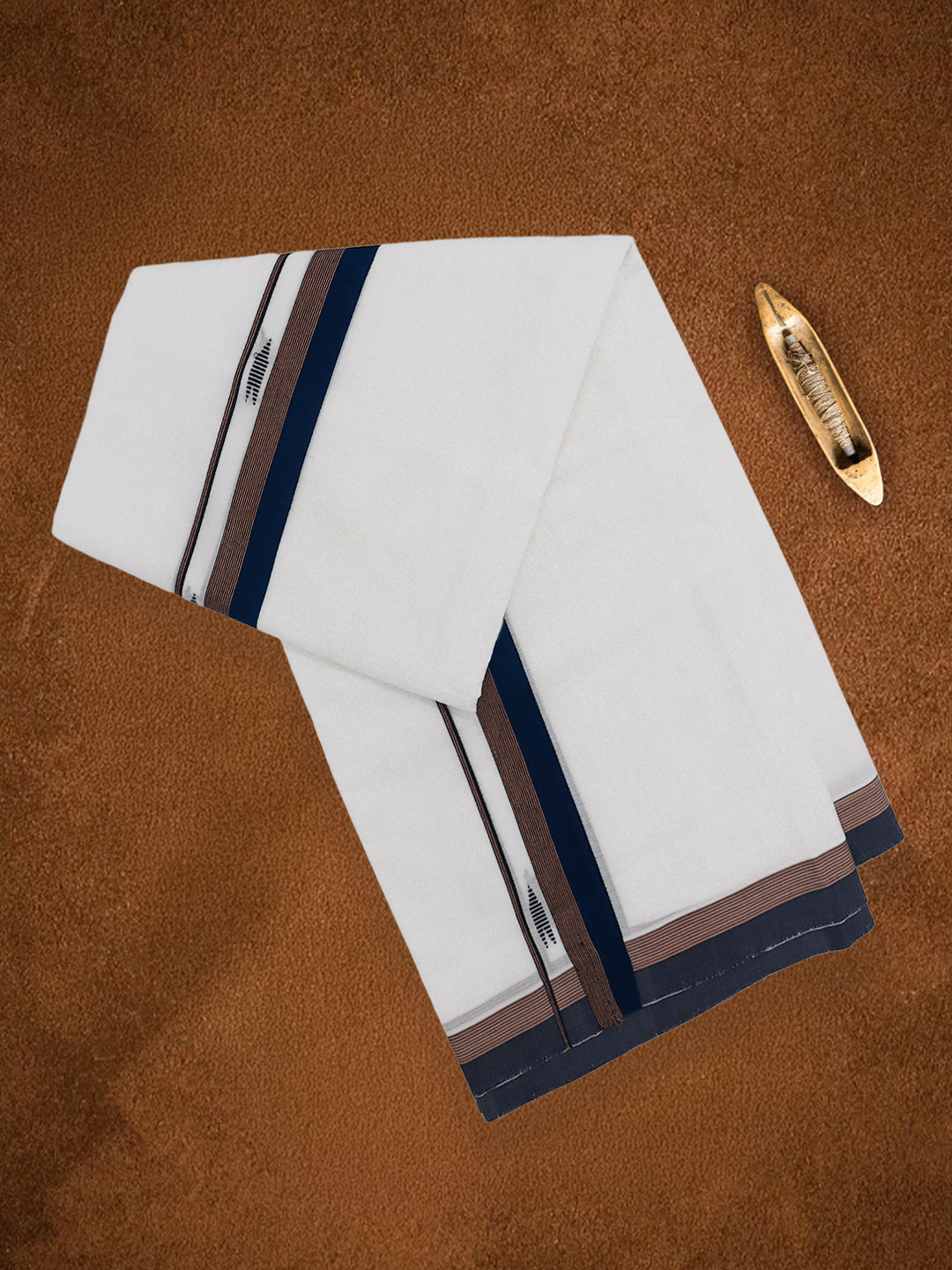 Men Premium Handloom White Dhoti with Fancy Border HLM88