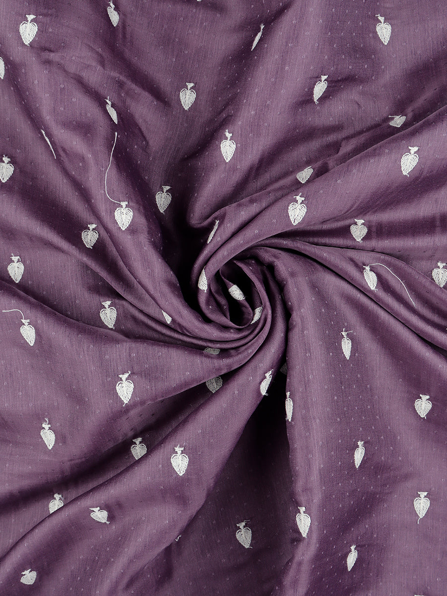 Womens Semi Tussar Purple & Sandal Flower Embroidery Saree ST101-Zoom view