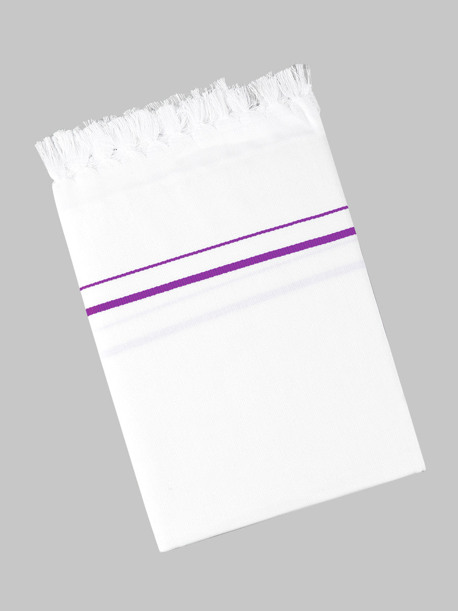 Flint Cotton White Bath Towel SB-Purple