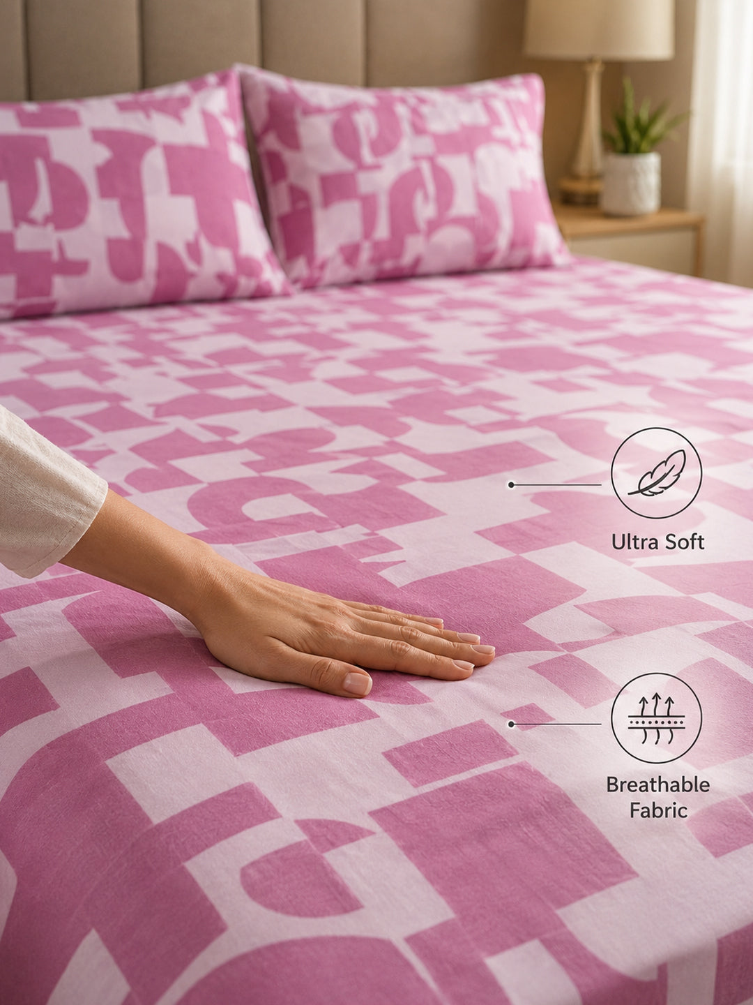 King Size Premium Cotton Bed Sheet & 2 Pillow Cover Set - BDS02
