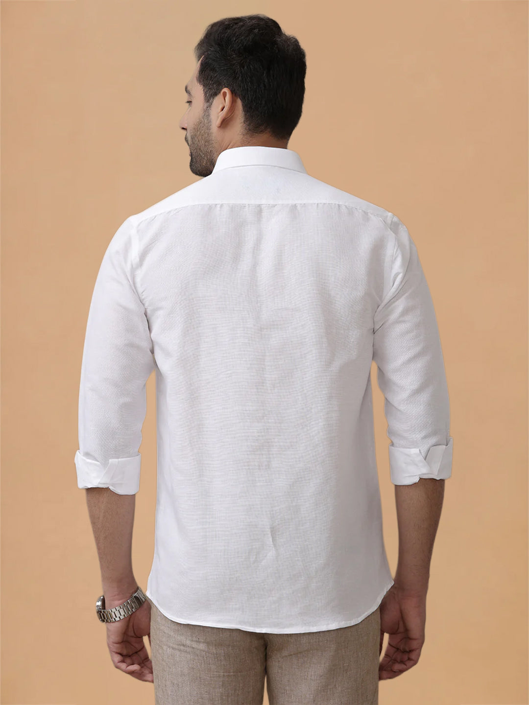 Linen Cotton White Shirt – Linen Park 7447 | Smart Fit