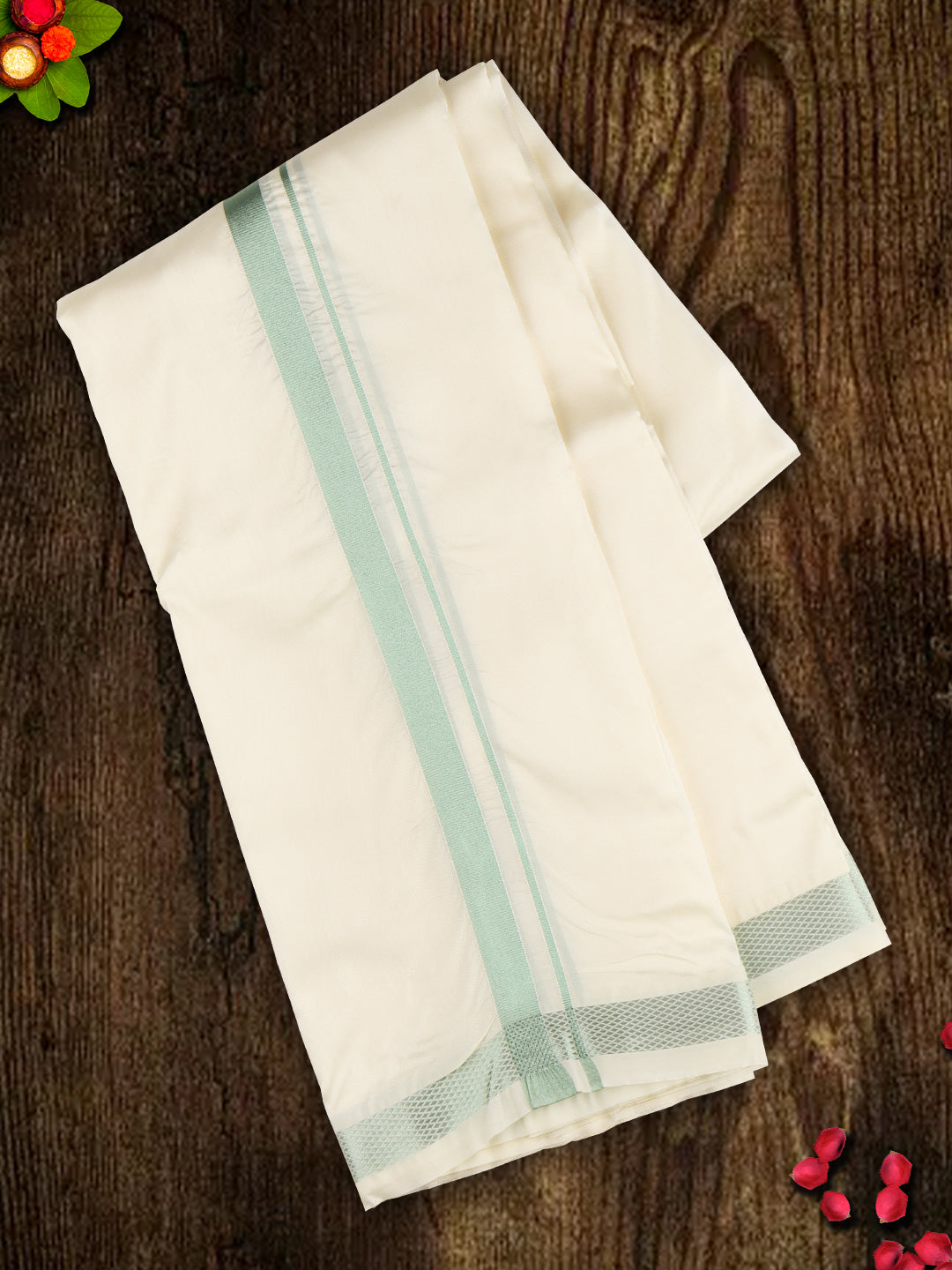 Mens Art Silk Dhoti & Shirting Set Shubha Hora MossGreen (3 in 1)