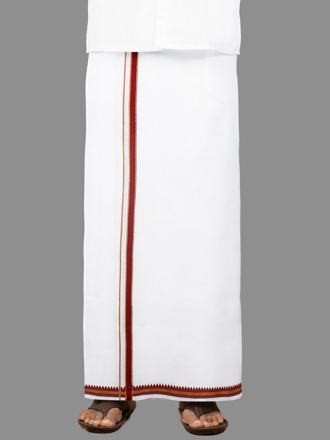 Men Maroon Fancy Border Single Dhoti Fancy Pet FP05