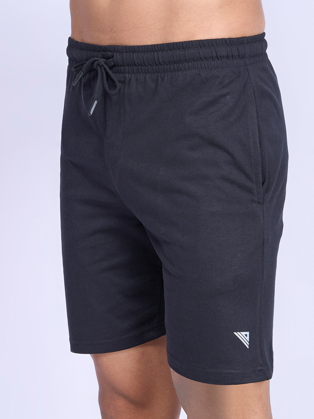 Men's Super Combed Cotton Smart Fit One Side Zipper Shorts Black-ES1