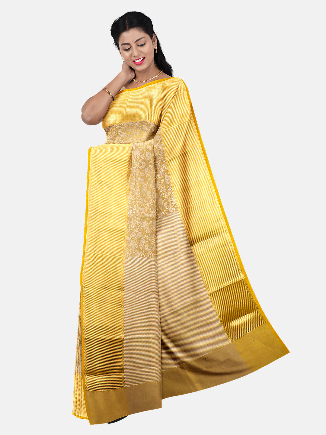 Women Semi Silk Saree Yellow SS272