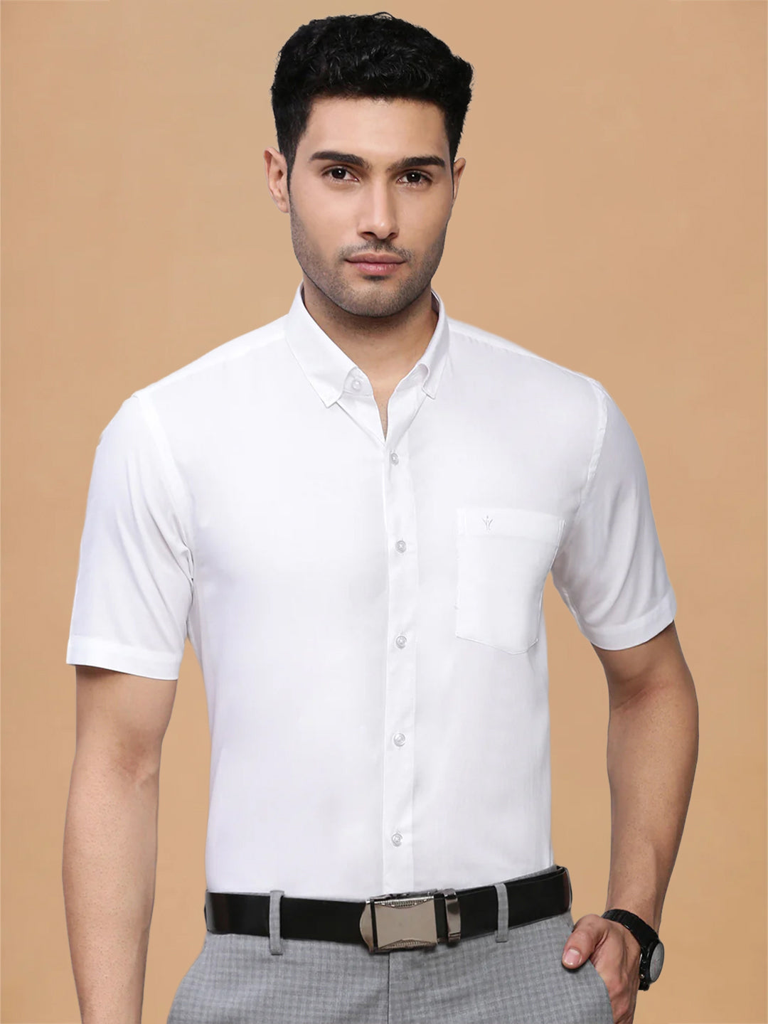 Classic Texture Weave Premium Cotton White Shirt - Oxford