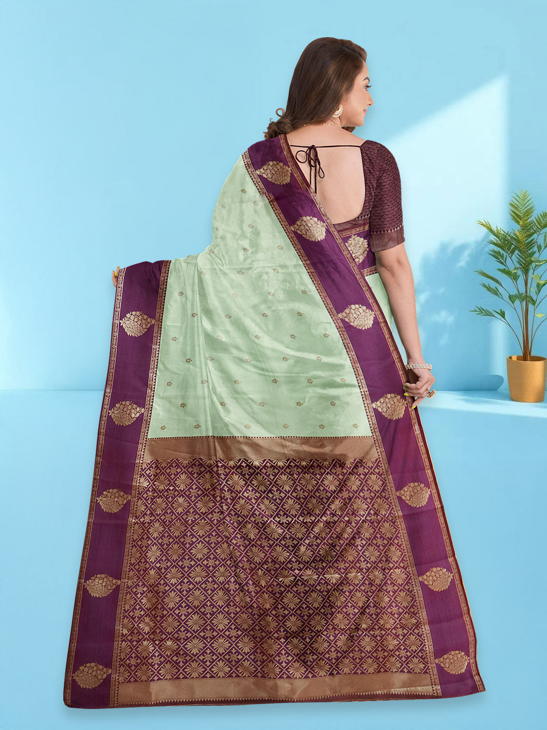 Couple Combo Shirt & Dhoti Set with Saree Marine Green ASS97