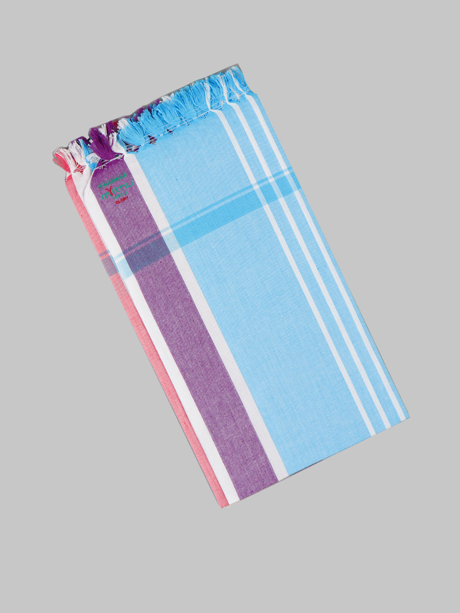 Glory Plain Colour Bath Towel (2 PCs Pack)-Blue & Purple