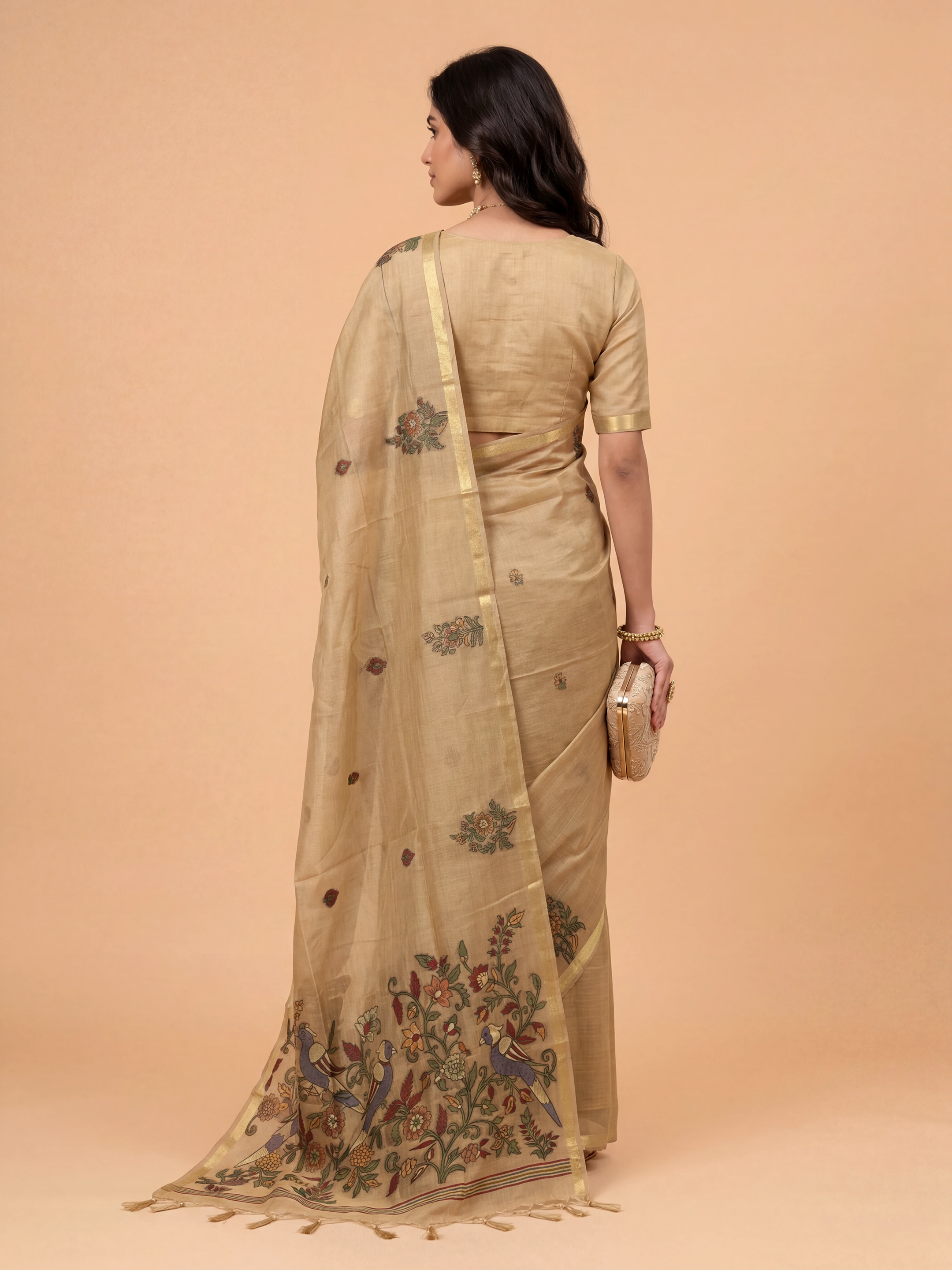 Women Pure Cotton Printed Brown Saree PCS270