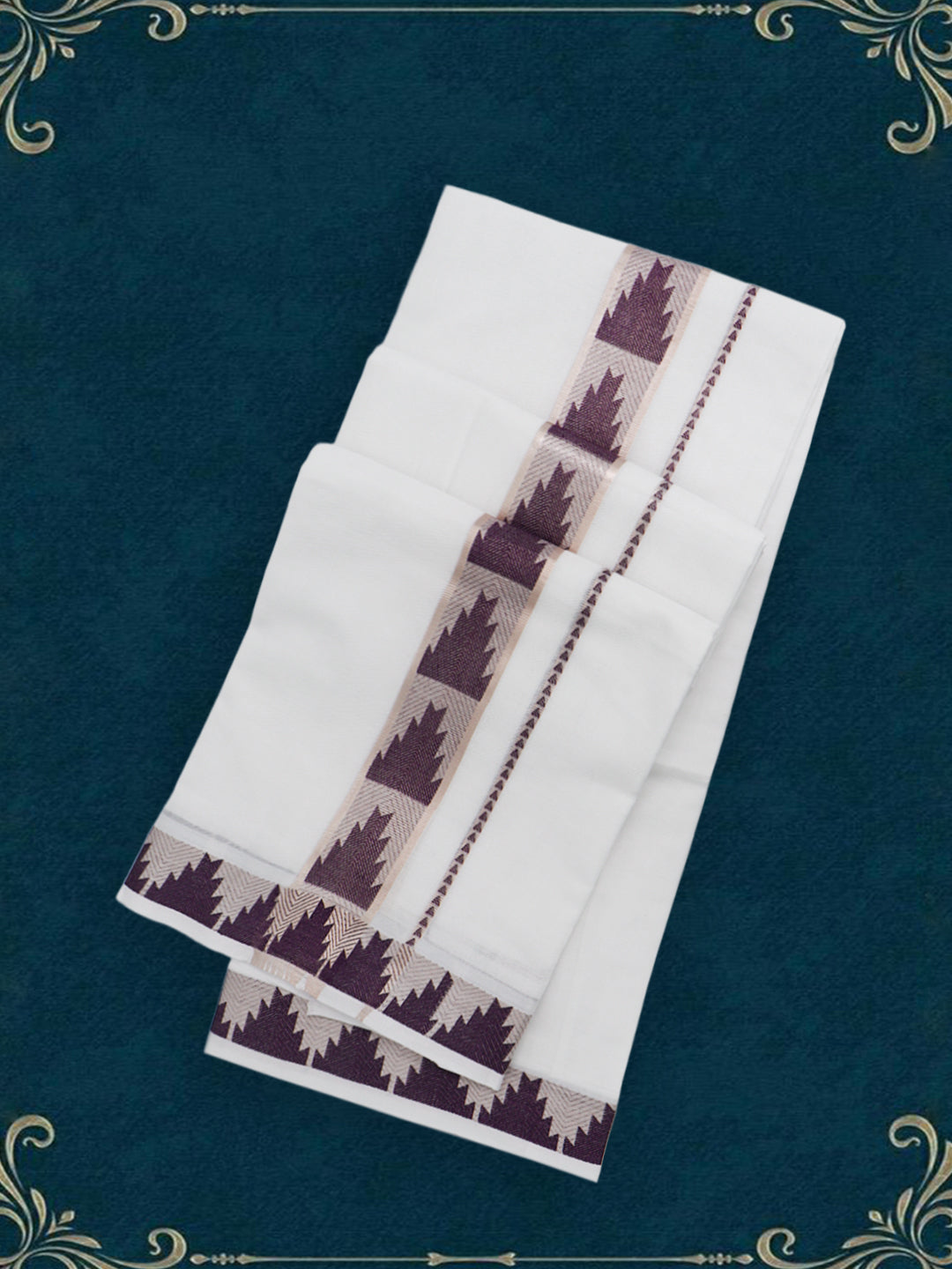 Men Premium Cotton Double Layer White Dhoti with Fancy Jari Border Luxury Elite LC33