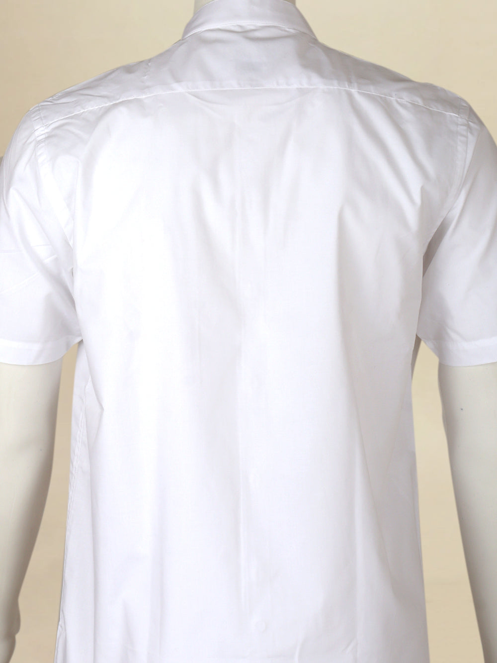 Men Cotton Blend Chinese Collar Half Sleeve White Shirt Aura
