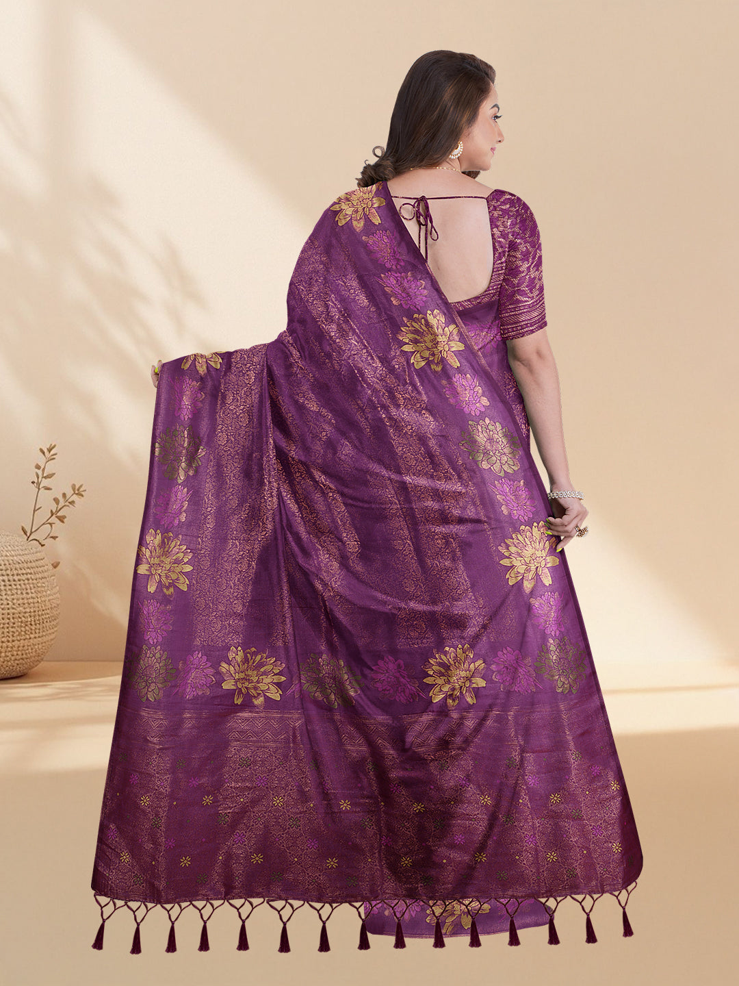 Couple Combo Shirt & Dhoti Set with Saree Violet SS369