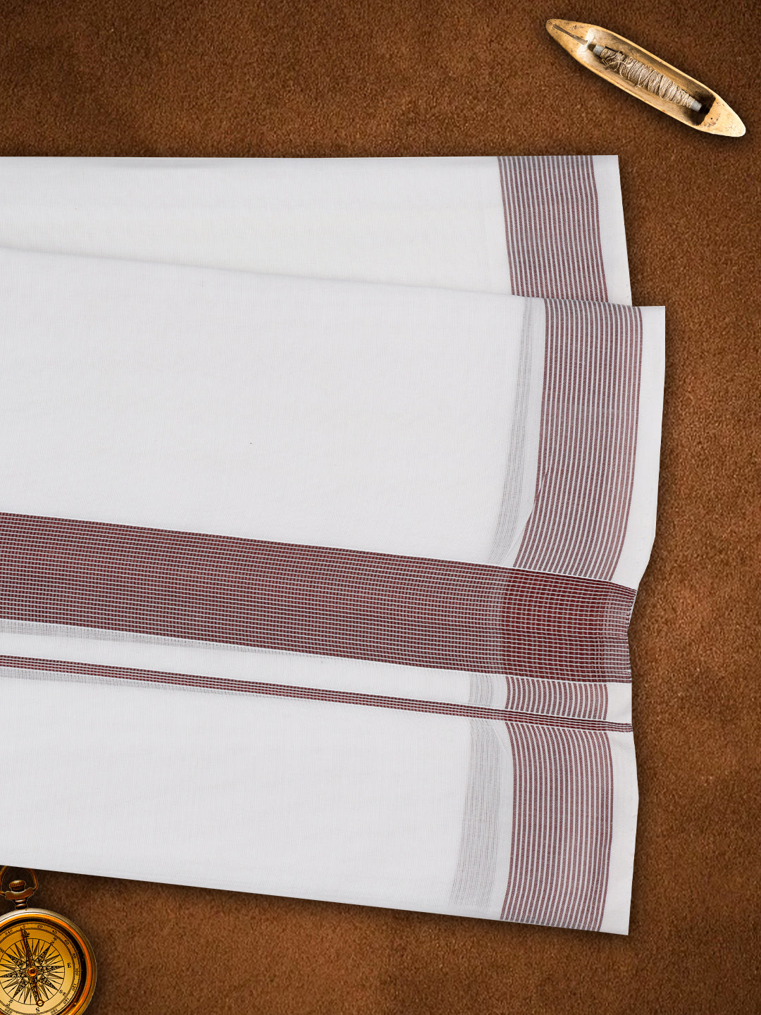 Mens Premium Handloom Dhoti Maroon Fancy Border