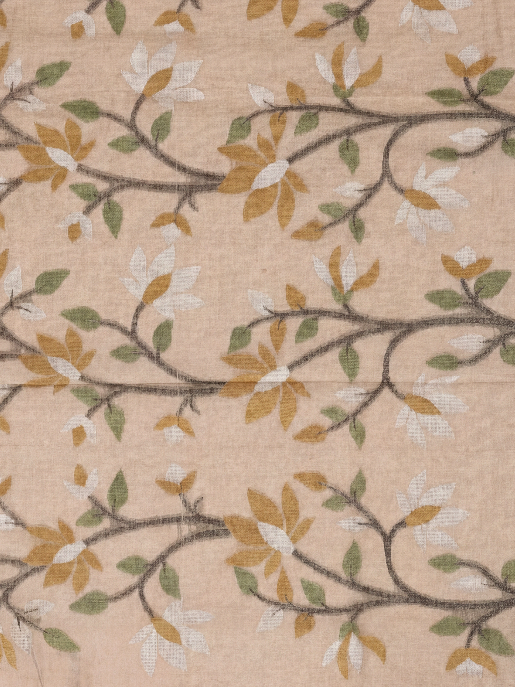 Women Semi Linen Printed Light Brown Saree SL251