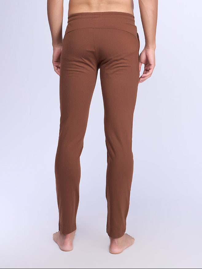 Men Combed Cotton Rich Track Pant with Side Pockets Brown ETK4