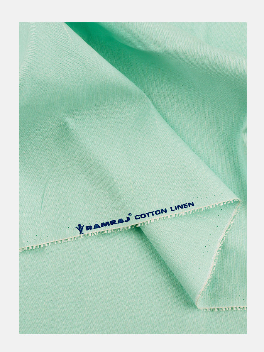 Linen Cotton Plain Colour Shirt Fabric Blue Unic Fashion-Double side view