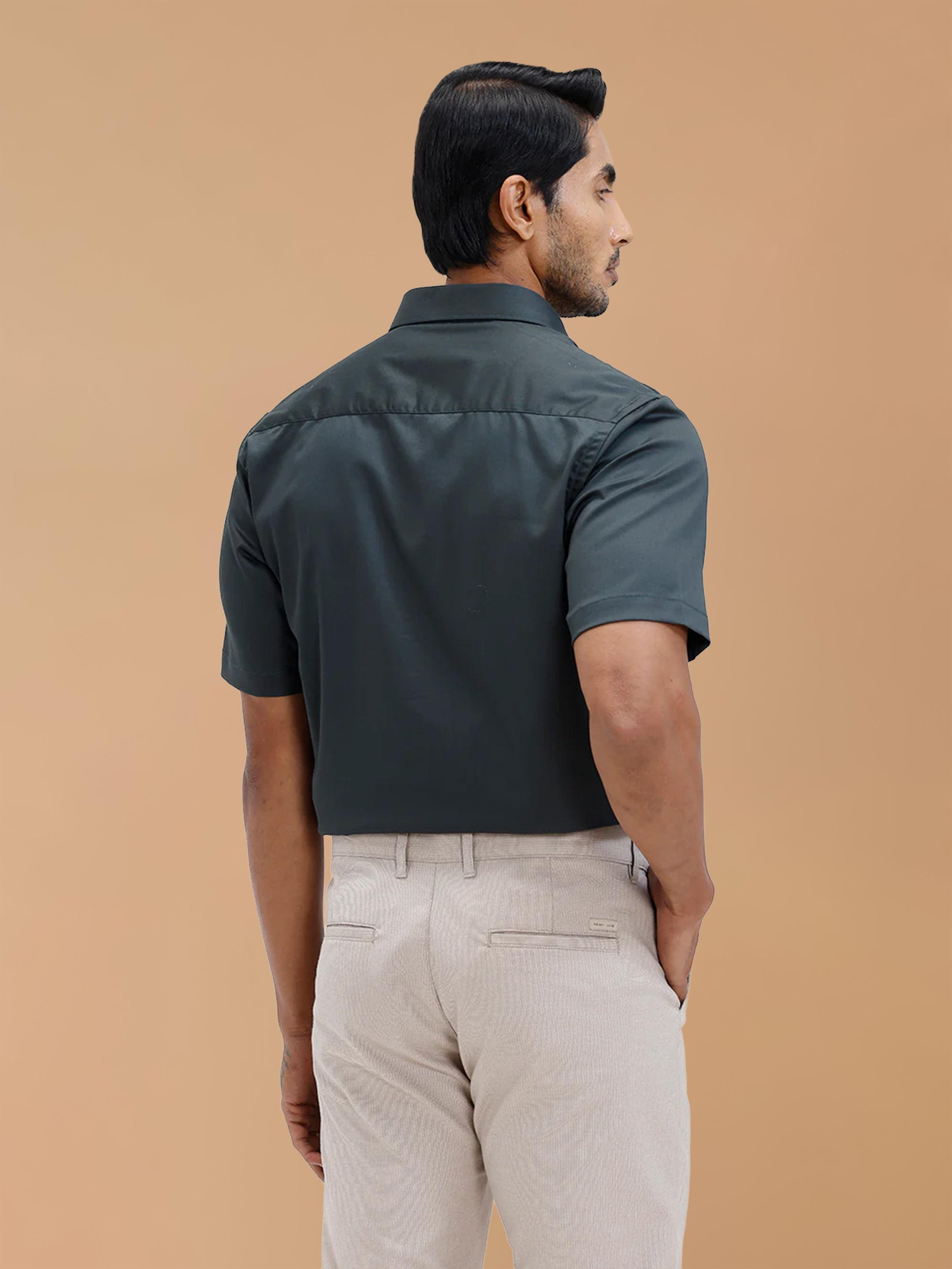 Cotton Rich Dark Green Regular Fit Shirt T53 ACT2