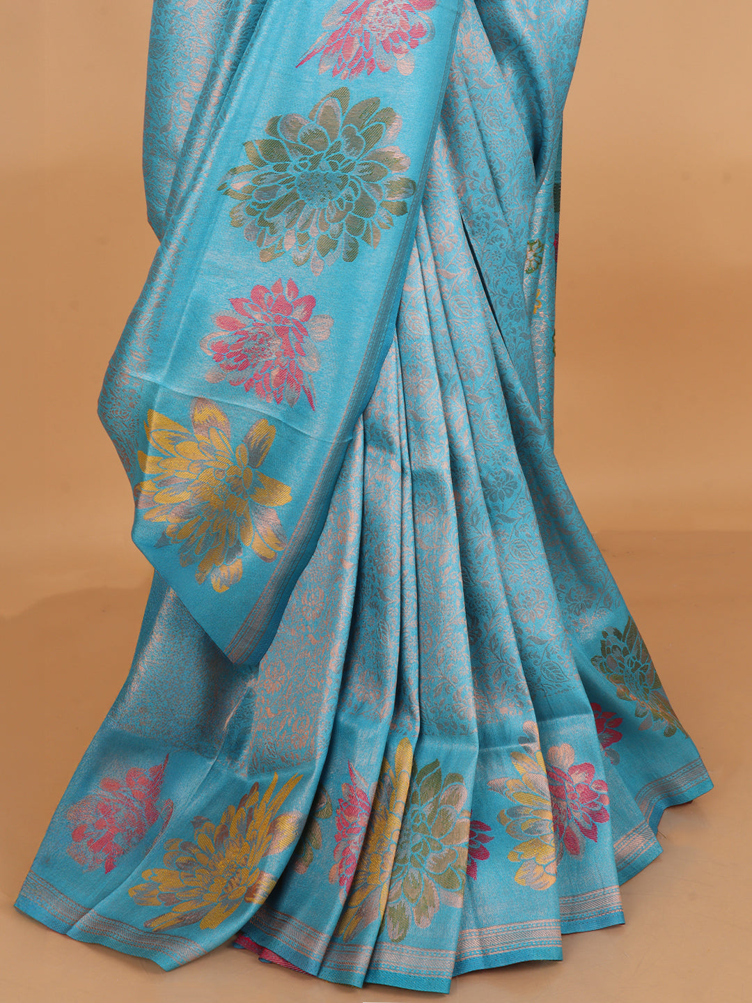 Women SkyBlue Semi Mysore Silk Saree SS380