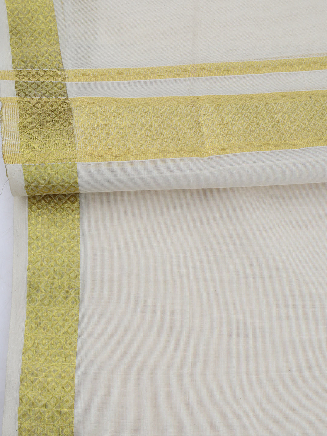 Mens Premium Handloom Dhoti Gold Jari Border HLM07