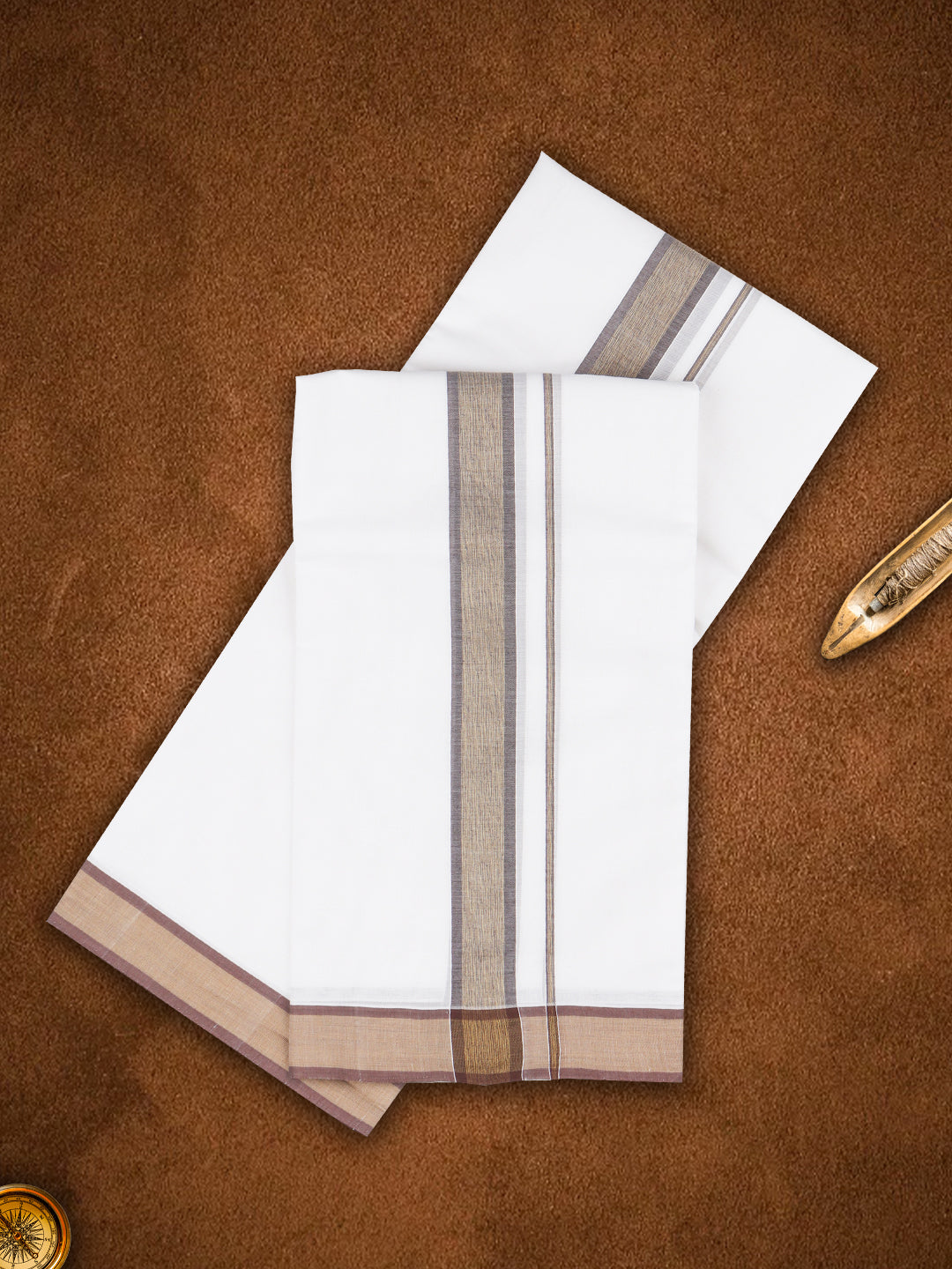 Men Premium Handloom Dhoti Purple Fancy Border