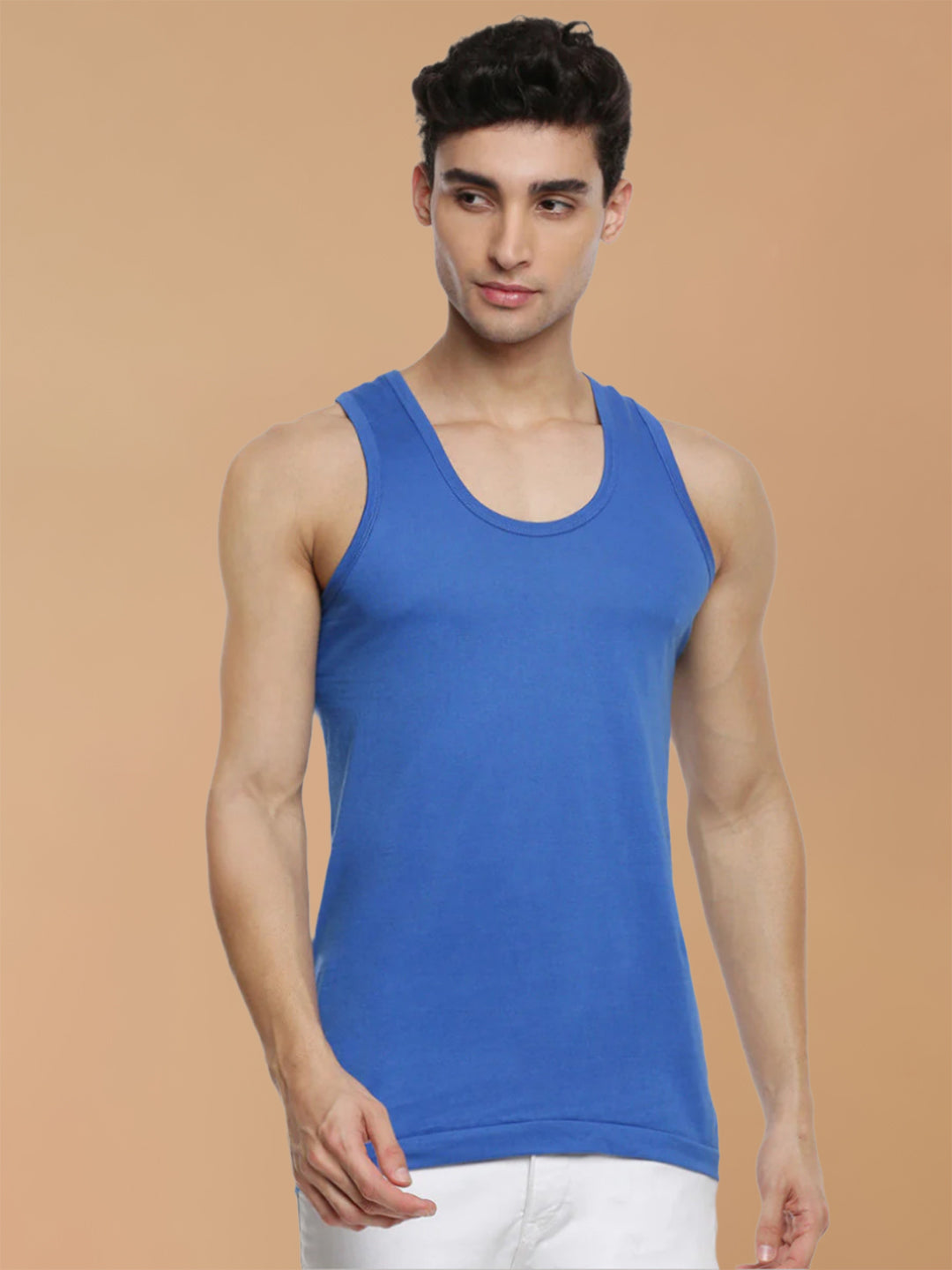 100% Combed Cotton Assorted Colour Vest RN Sukra (Pack of 2)