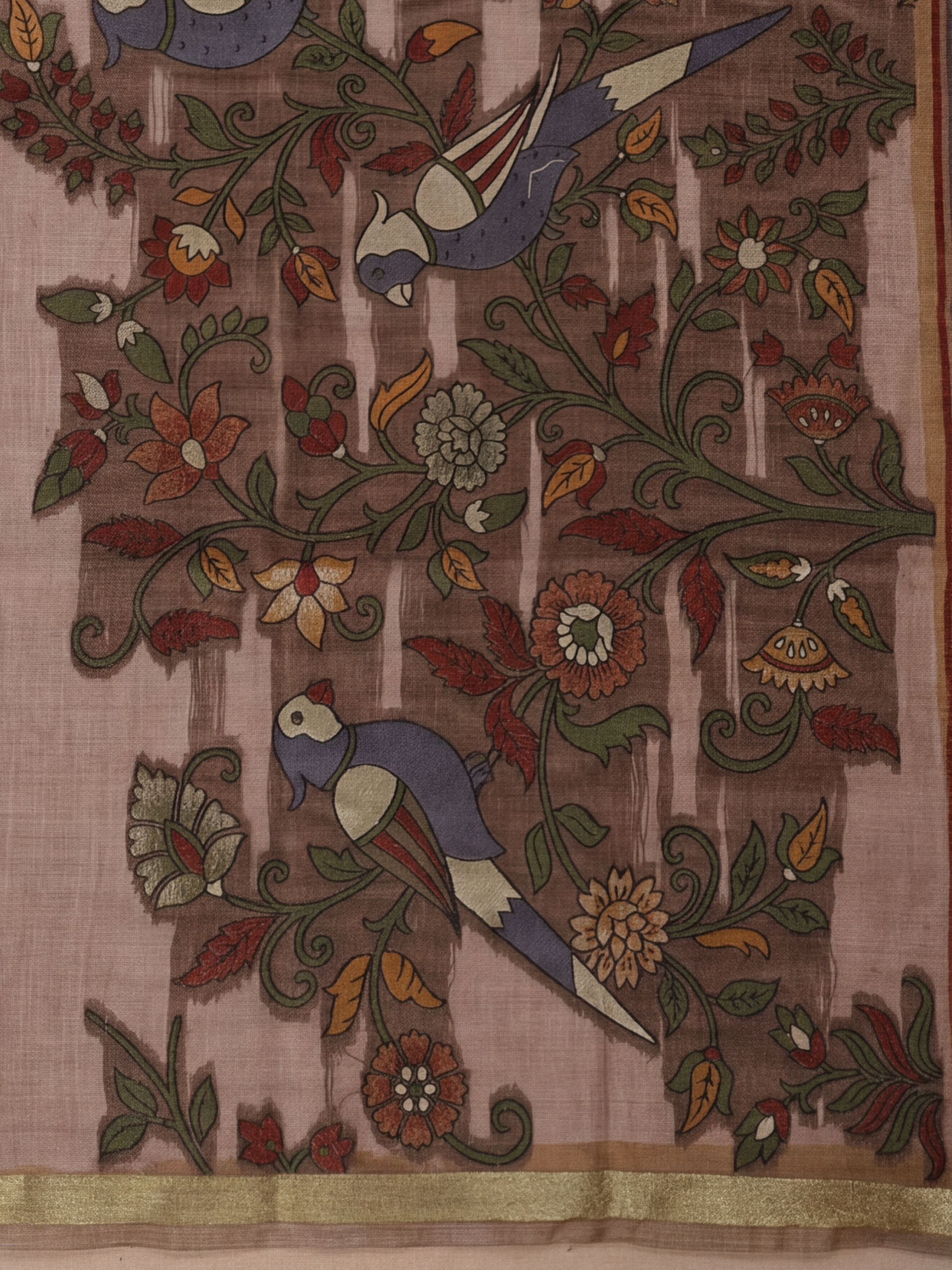 Women Pure Cotton Printed Dark Peach Saree PCS271