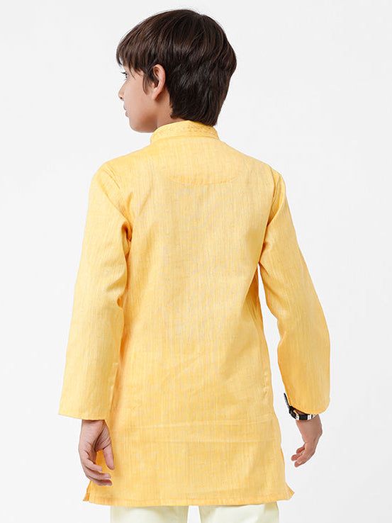 Boys Cotton Full Sleeves Yellow Kurta BK01