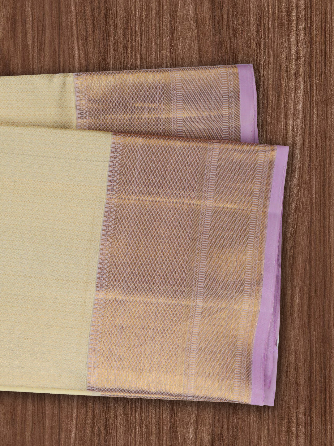 Men 100% Pure Silk 6" Jari Gold  Border Amirtham