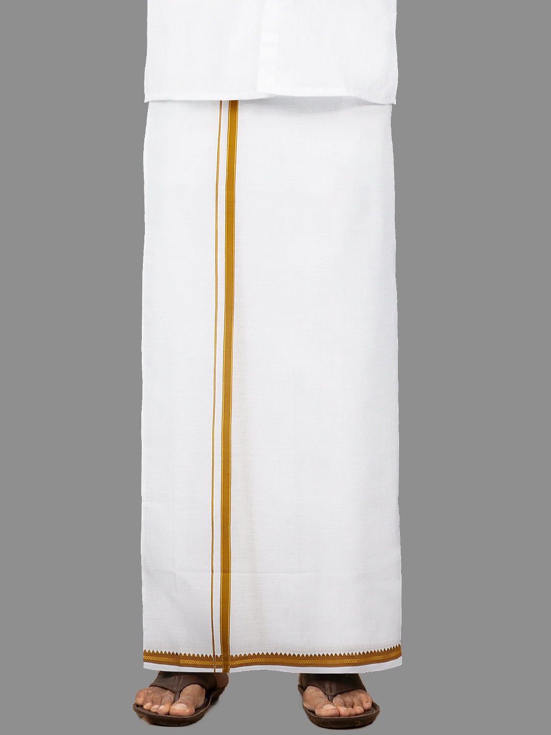 Men Mustard Fancy Border Single Dhoti Fancy Pet FP04