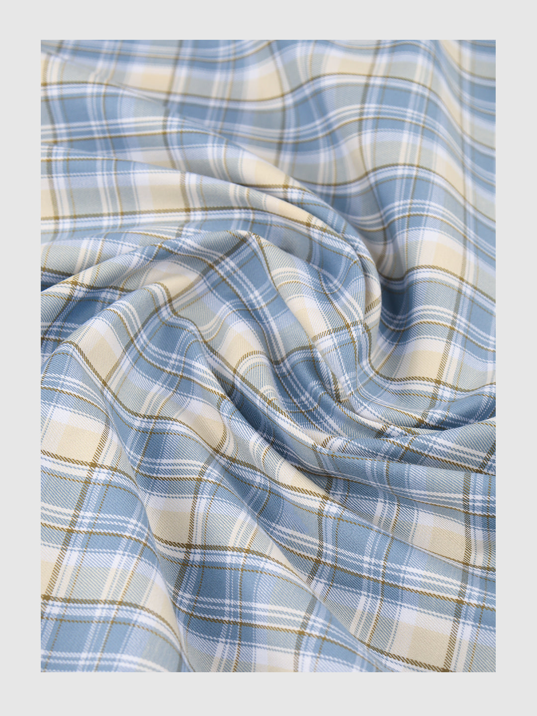 Men 100% Cotton Checked Shirt Fabric Blue Marcus