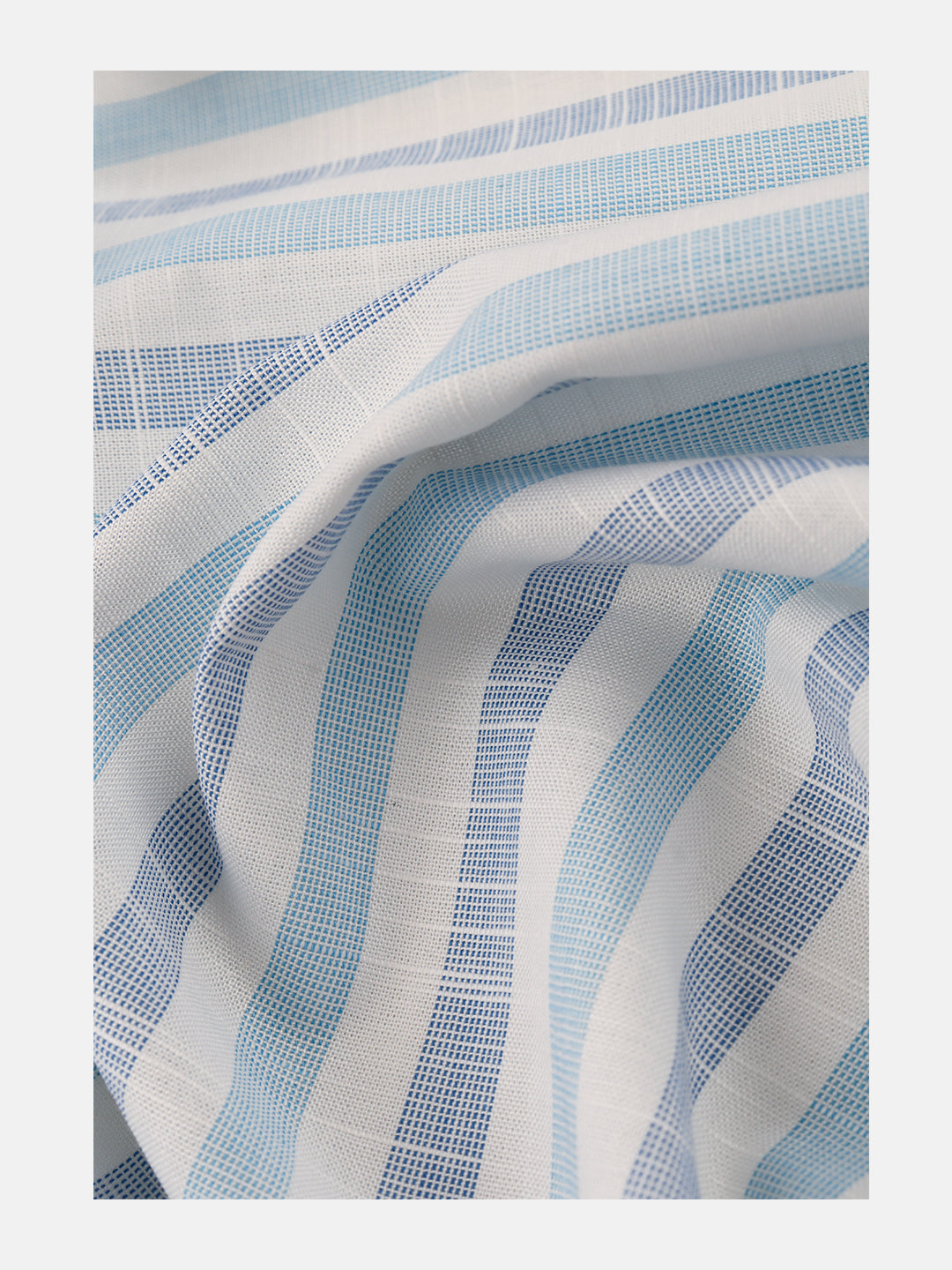 100% Cotton Men Striped Shirt Fabric White with Blue Liberty Cotton