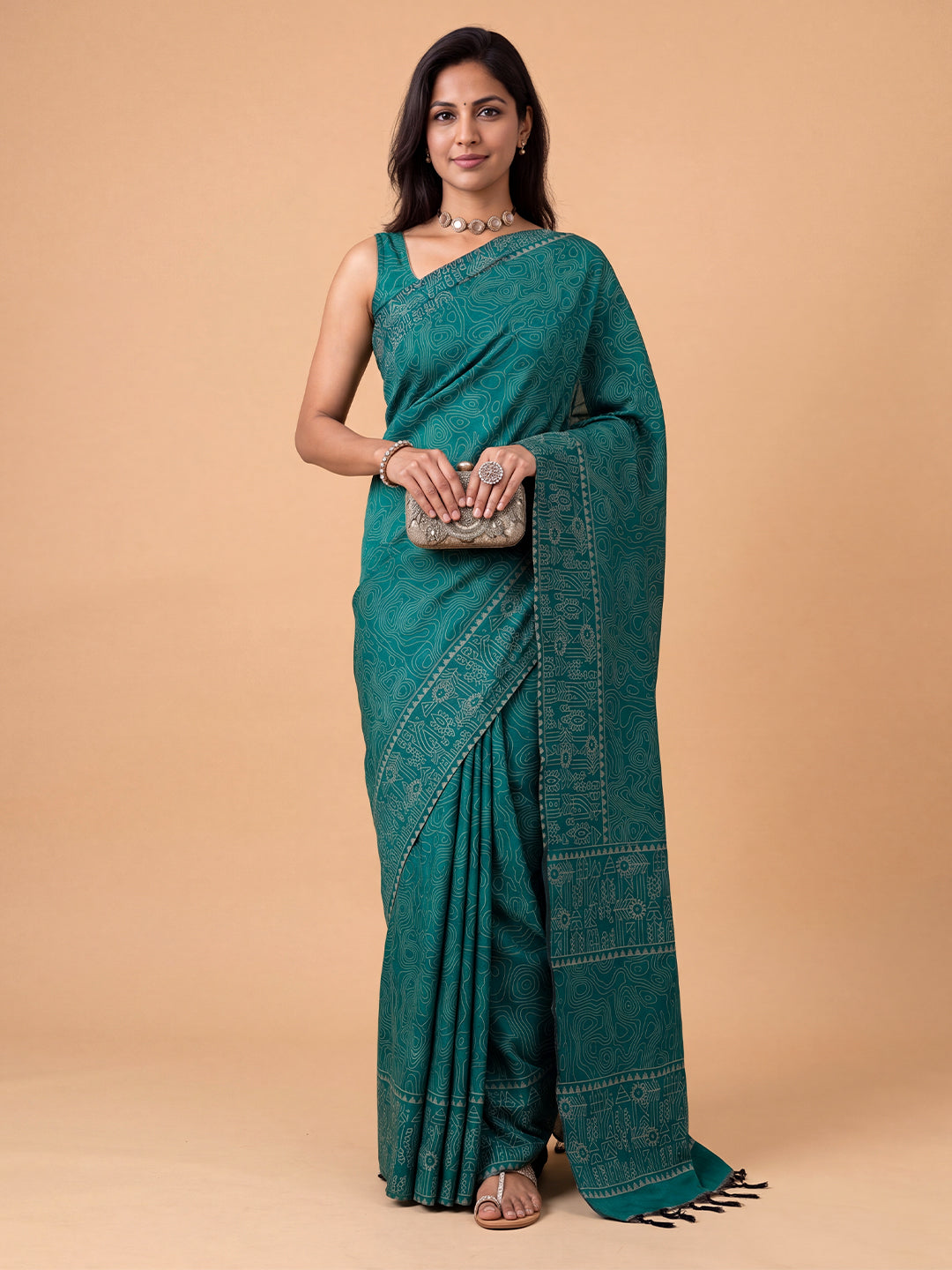 Women Pure Cotton Green Printed Saree PCS282
