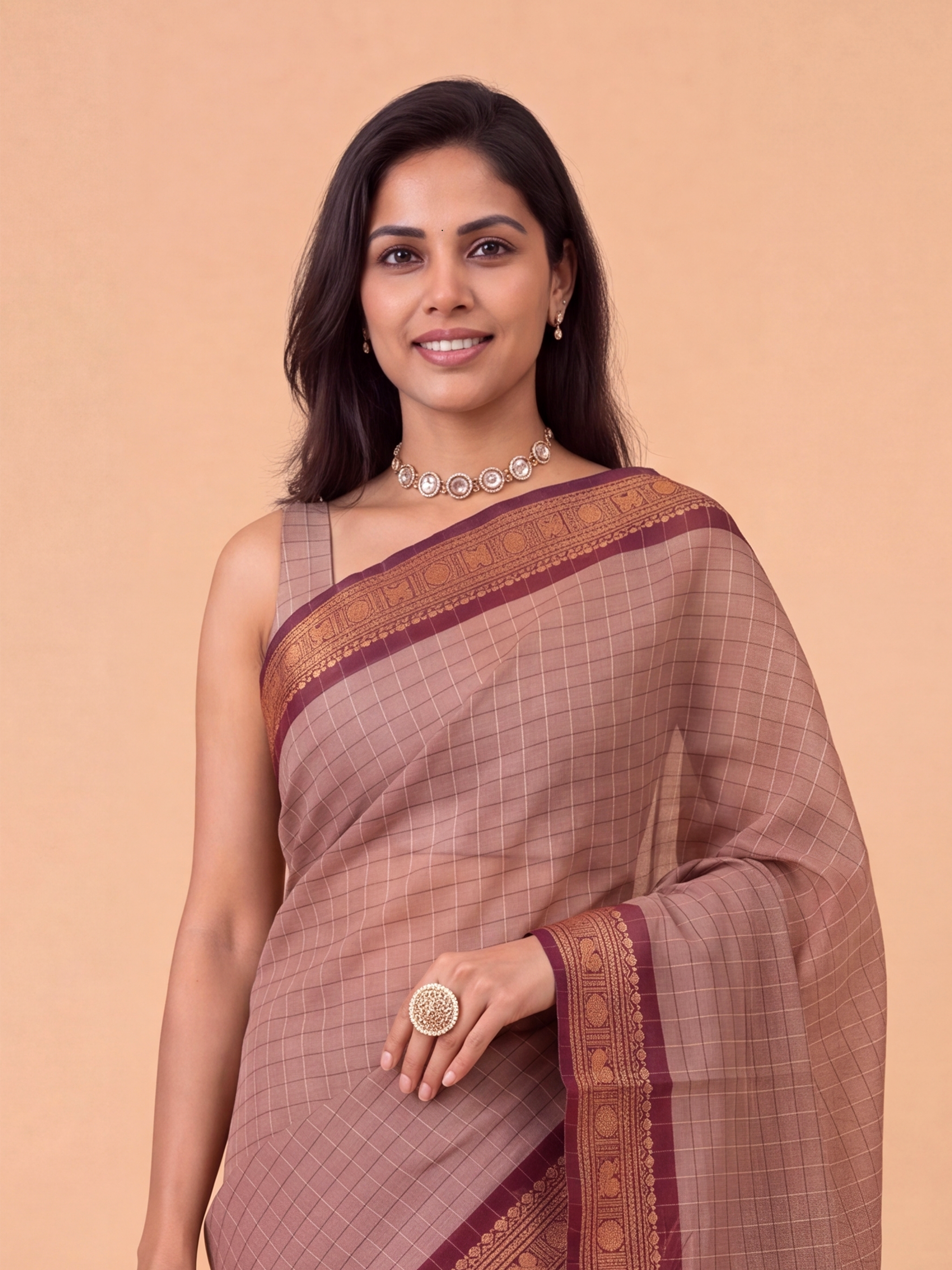 Women Chettinad Cotton Maroon Saree CCS02