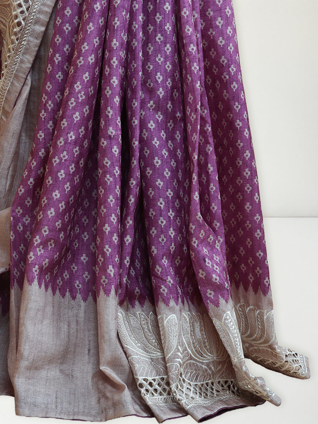 Women Violet Semi Tussar Saree ST279
