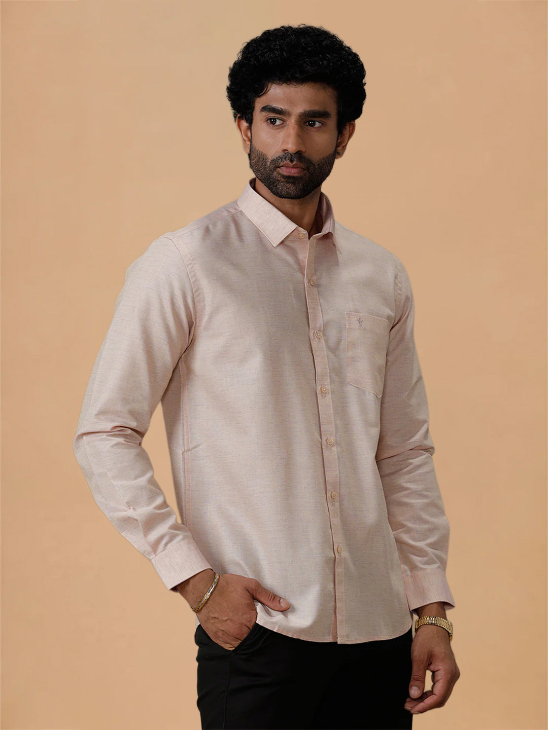 Cotton Rich Light Brown Regular Fit Shirt Trendy 8 YH3