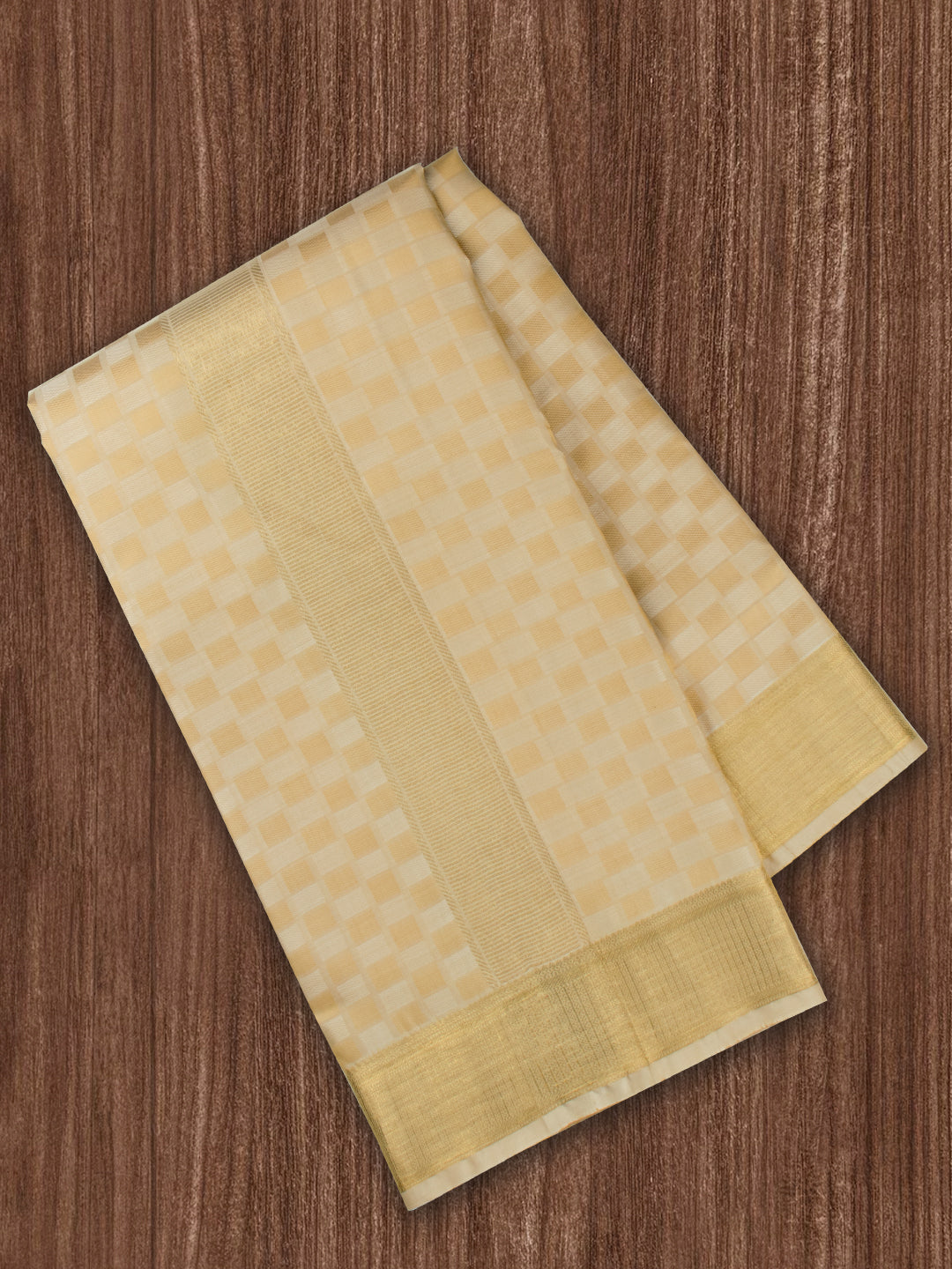 Men 100% Pure Silk 4" Jari Gold  Border  Amirtham