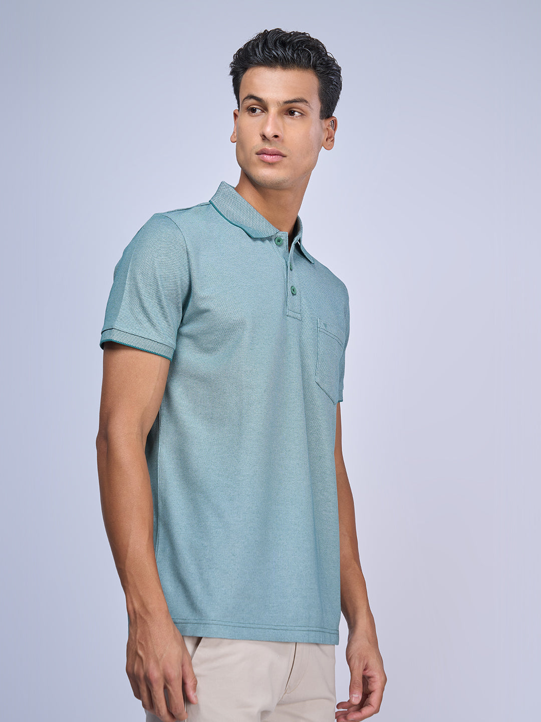 Mens Smart Fit Expert Polo Turq color Chest Pocket T shirt-EP25