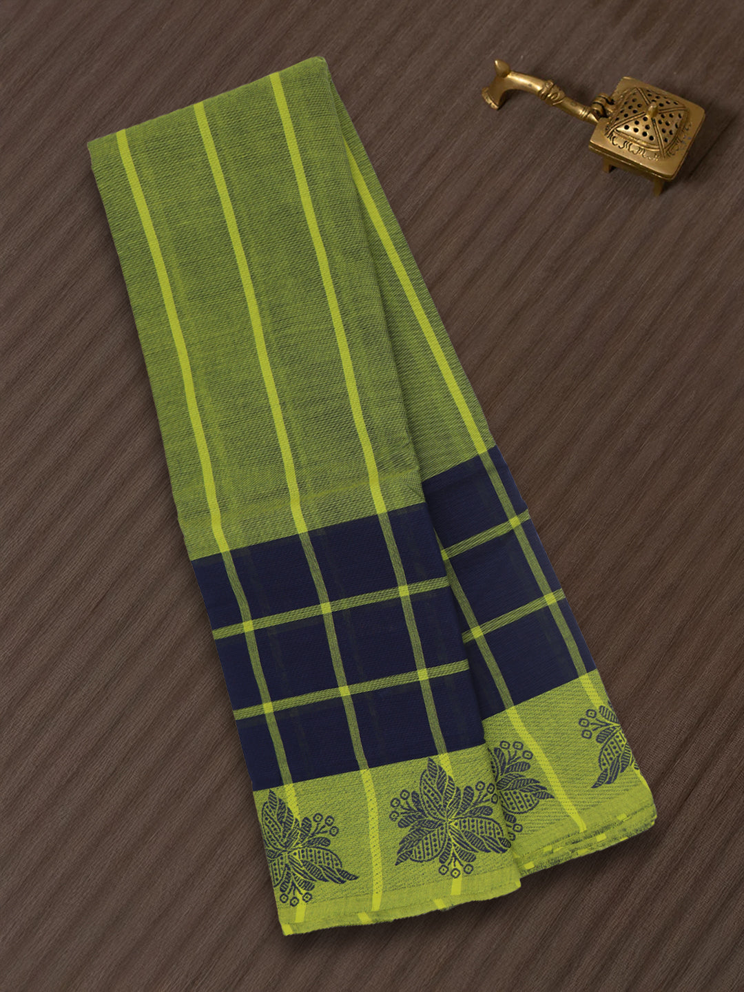 Women Parrot Green Pure Chettinad Cotton Saree PCS206