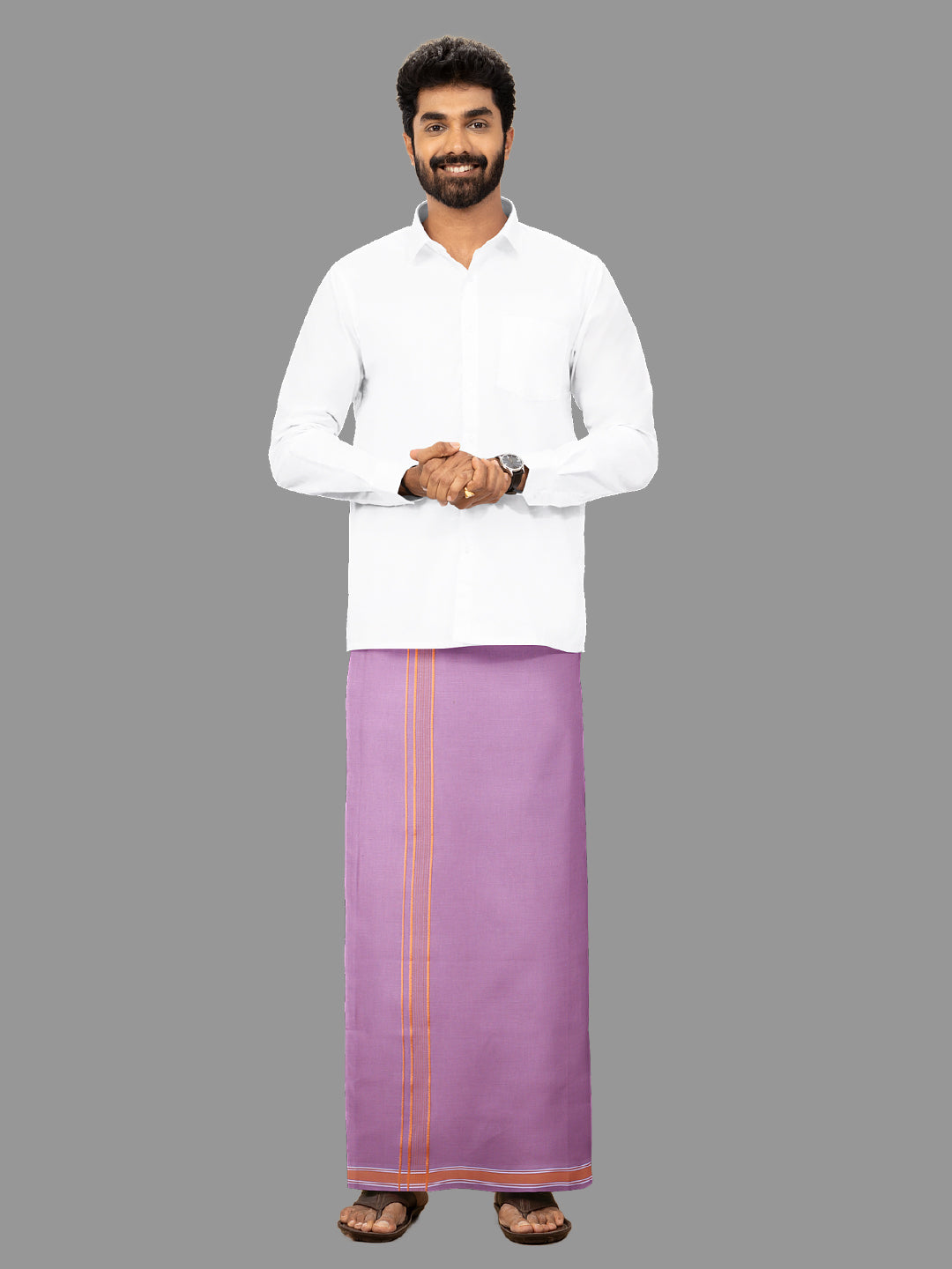 Men Fancy Border Dhoti Pink Charming Line Colour 9