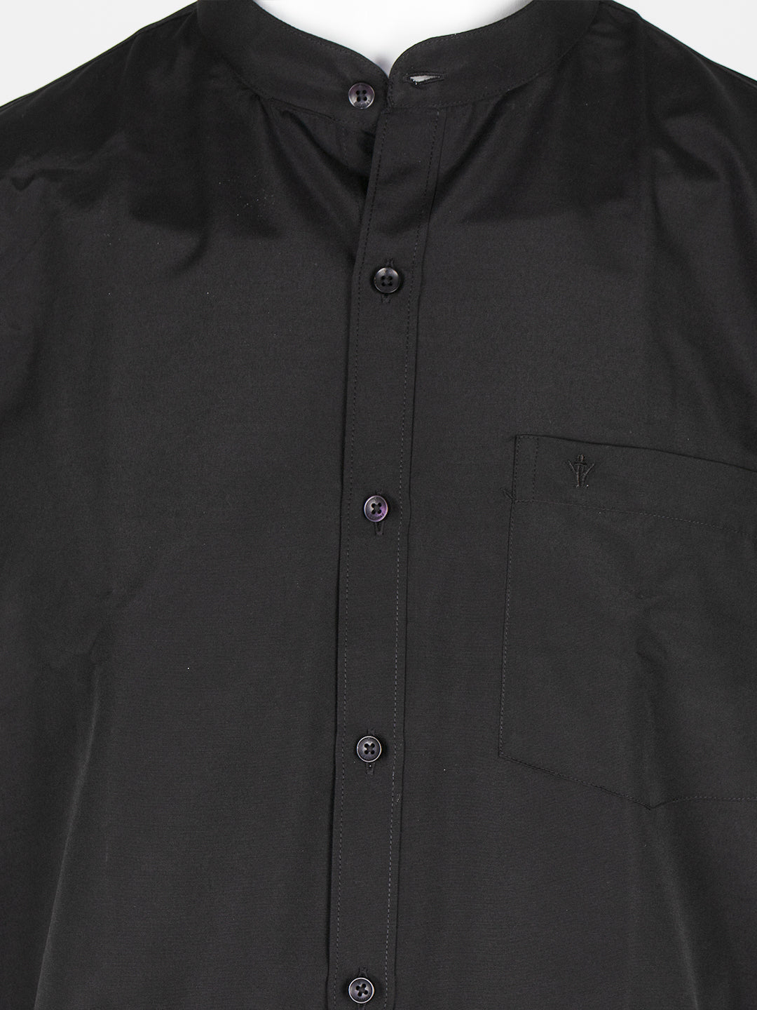 Men Cotton Rich Chinese Collar Shirt Culture Club Black
