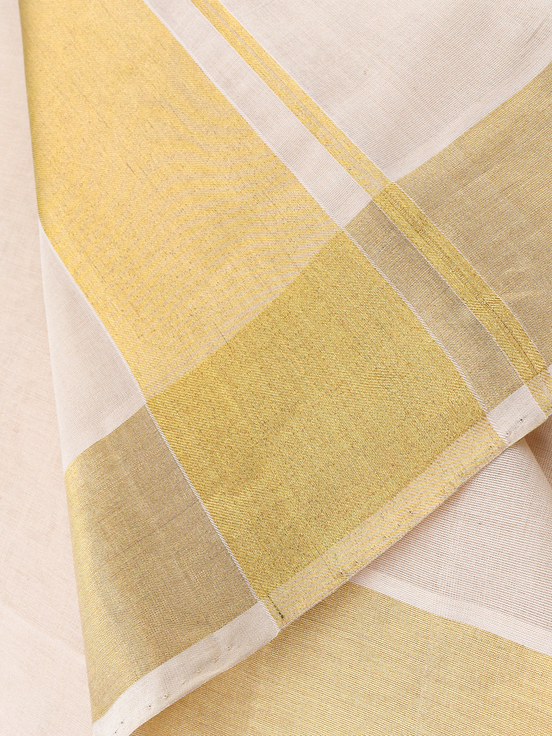 Men Premium Handloom Cream Dhoti with Jari Border HLM76