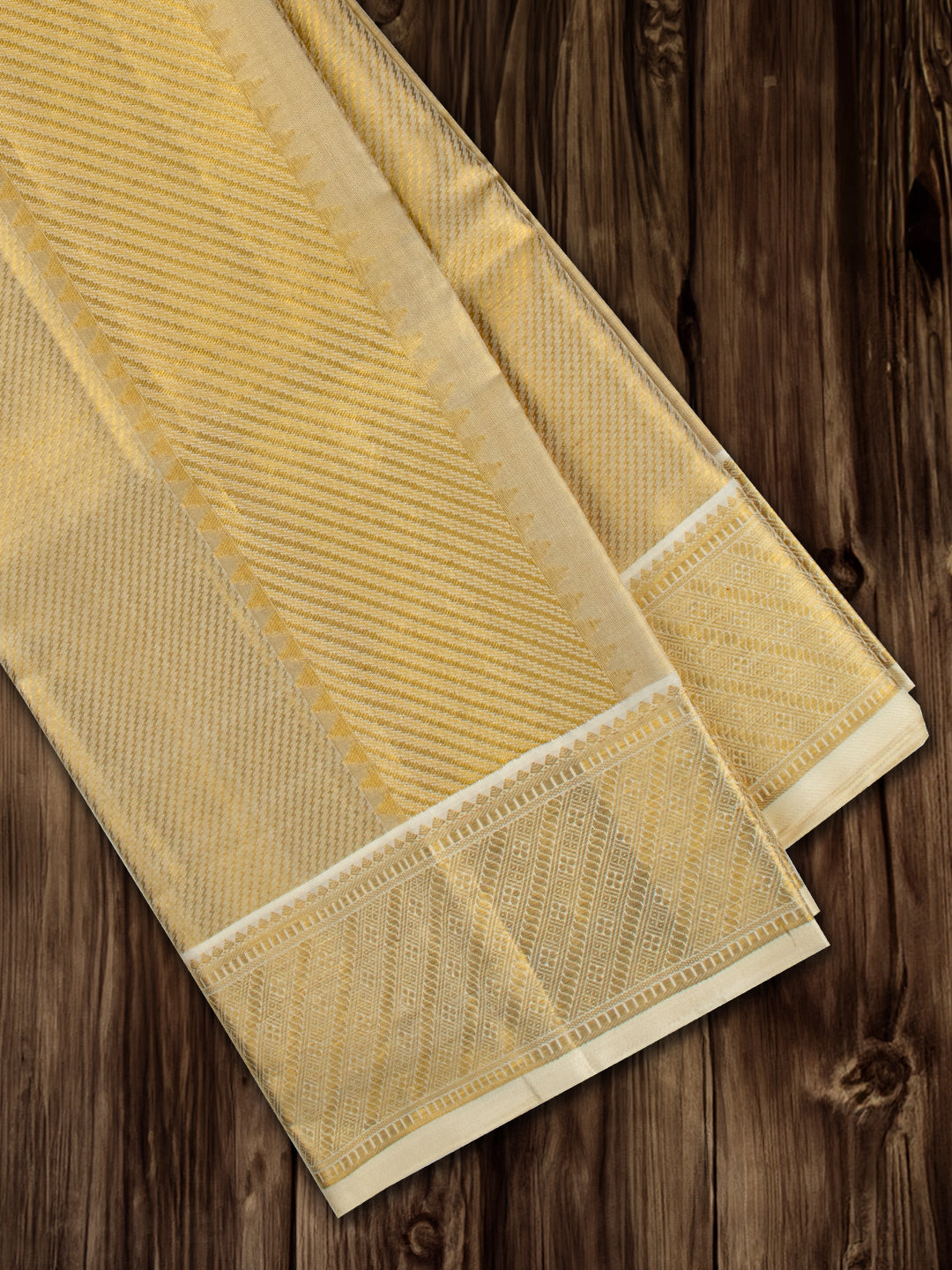 Men 100% Pure Silk Gold Rajdharbar